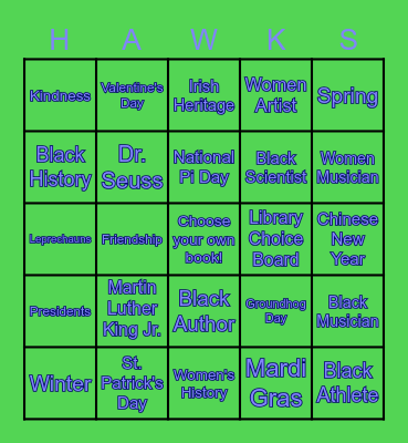 HAWKS READ! Bingo Card