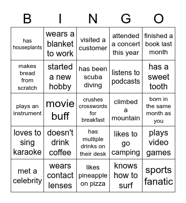 CX Bingo Card