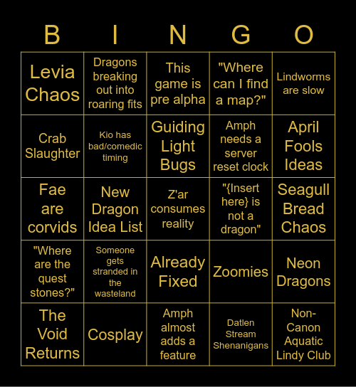 Draconia Bingo 2 Bingo Card