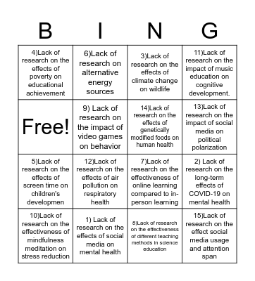 BINGO-GAP Bingo Card