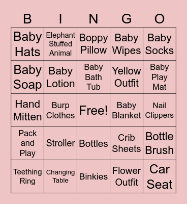 Baby Shower Bingo Card