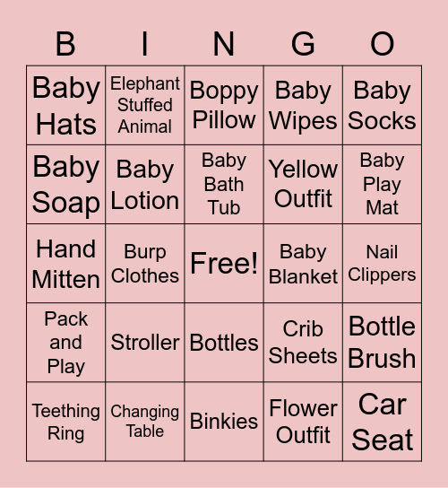 Baby Shower Bingo Card