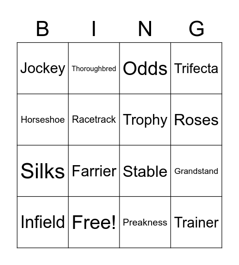 Derby Bingo Card