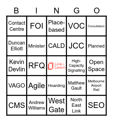 Link and Learn Bingo Card