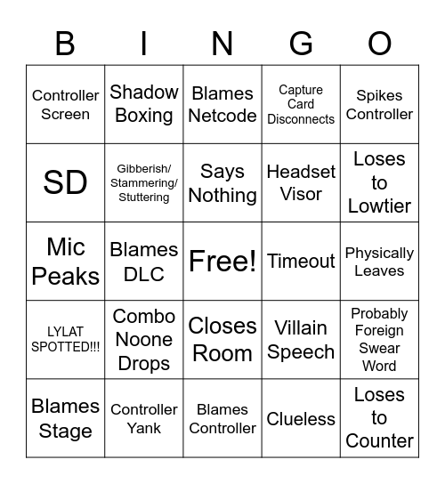 SMASHER RAGE BINGO Card