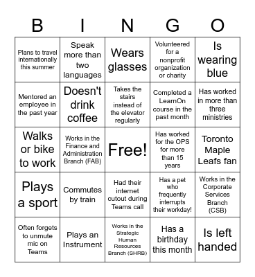 CMSD "Getting to Know You" Bingo Card