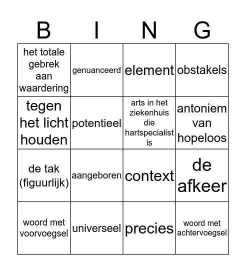 Woordjes H3 en H4 Bingo Card