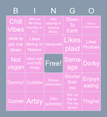 My Type? Bingo Card