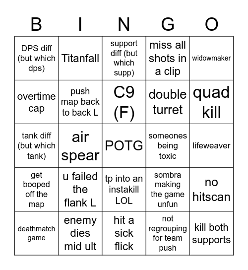 OVERWATCH BINGO Card