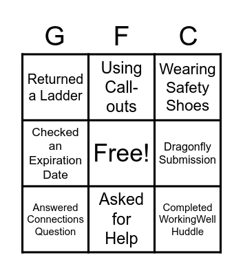 Safety Bingo UTX4 Bingo Card