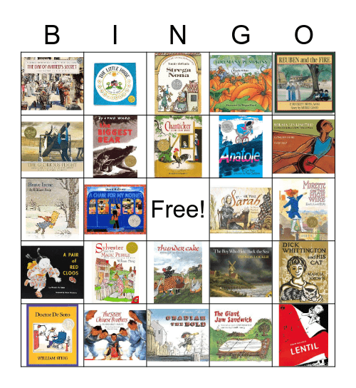 Kindergarten/1st Grade Book Bingo Card