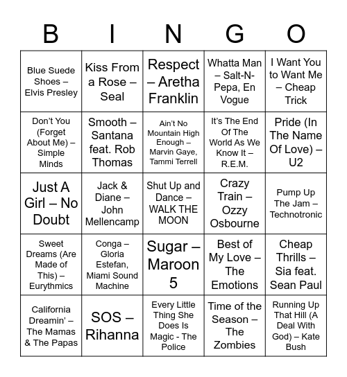 WBA MUSIC BINGO 2 Bingo Card