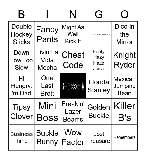 Eureka Heights Beer Association Bingo Card