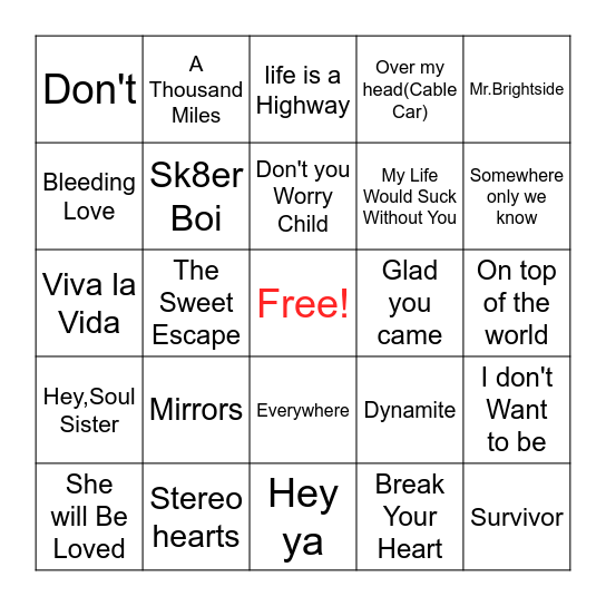 2000'S Bingo Card