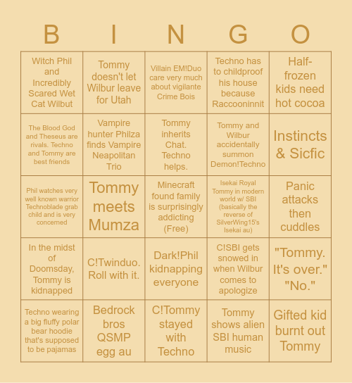 SBI Bingo Card