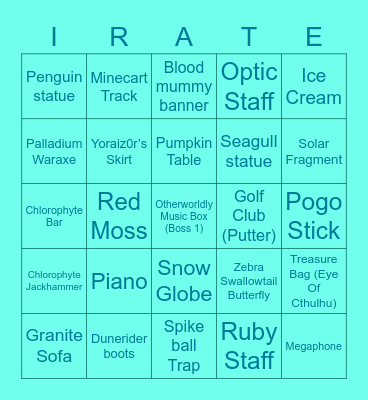 D I N N E R Bingo Card