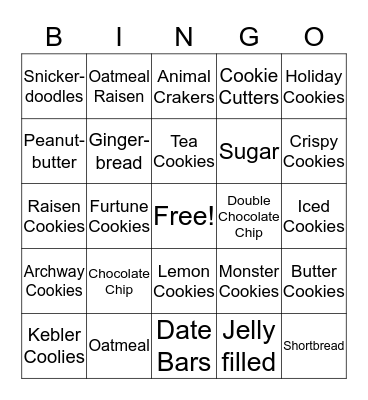 Cookie  Bingo Card