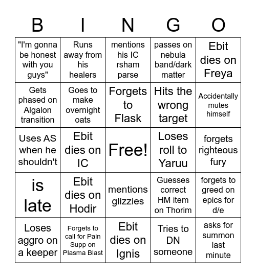 Awdsaf Bingo Card