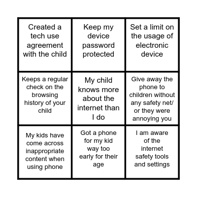 PARENTS CONFESSION BINGO Card