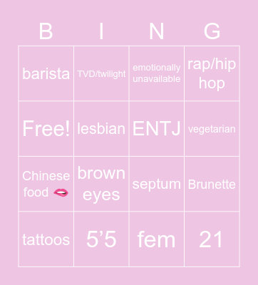 🥰 Bingo card Bingo Card