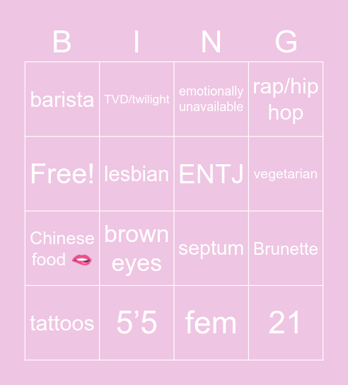 🥰 Bingo card Bingo Card