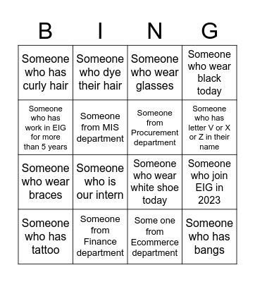 Someone I Know in EIG Bingo Card