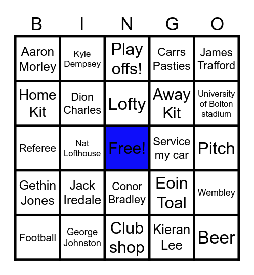 Bolton Wanderers BINGO! Bingo Card