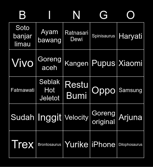 Bingo Ketupat Bingo Card