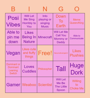 Are You My Type?? Bingo Card