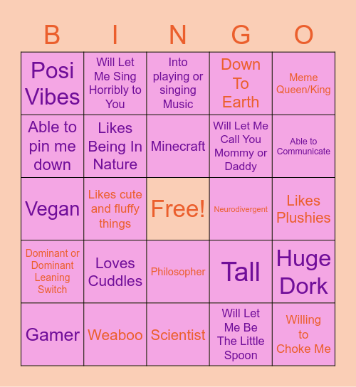 Are You My Type?? Bingo Card