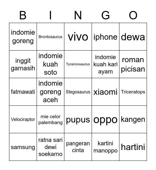 YeriM Bingo Card