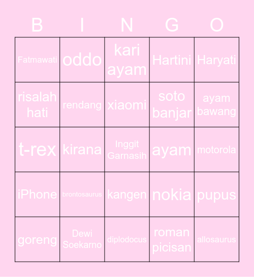 sana's ⁠♡ Bingo Card