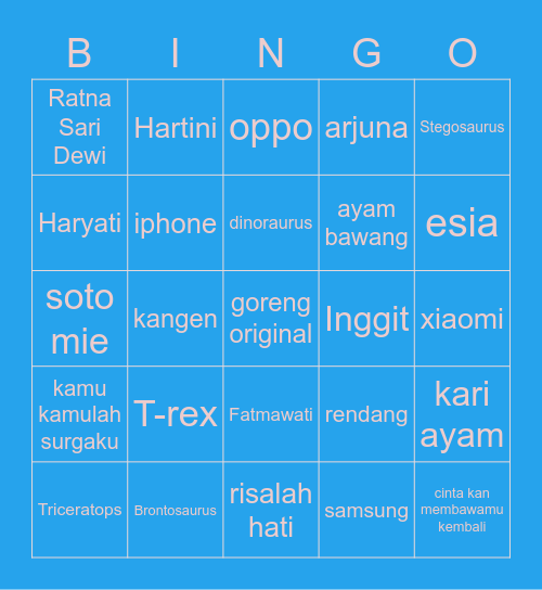 chæyeon Bingo Card