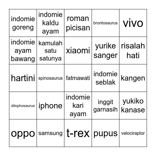 egi Bingo Card