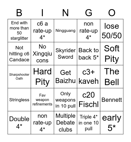 Baizhu shokans Bingo Card