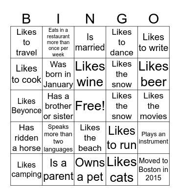 Ice Breaker Bingo! Bingo Card