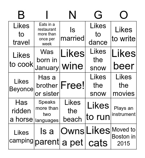 Ice Breaker Bingo! Bingo Card