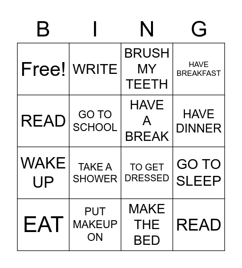 DAILY ROUTINE Bingo Card