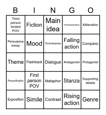 ELA BINGO Card