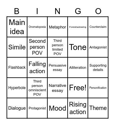 ELA BINGO Card