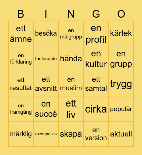Effekt 3 Text 3 Bingo Card