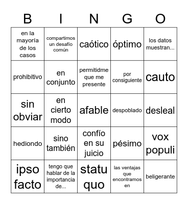 PROFUNDIZA Bingo Card