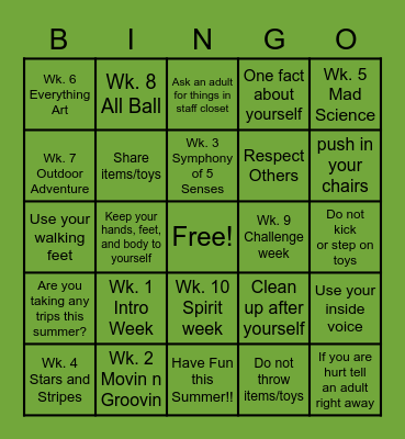 The Lab Bingo Card