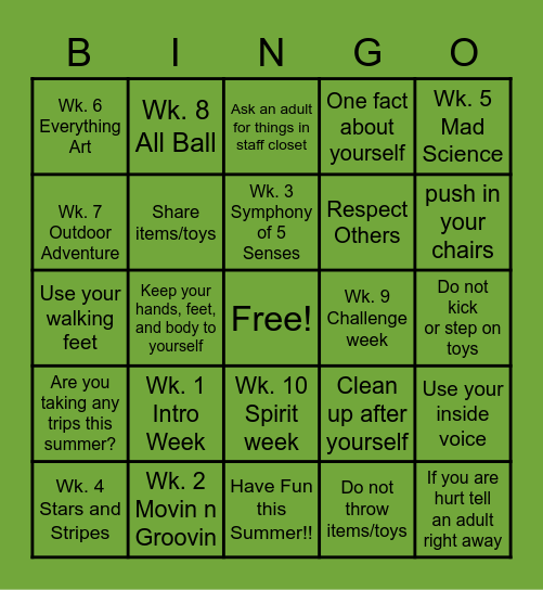 The Lab Bingo Card