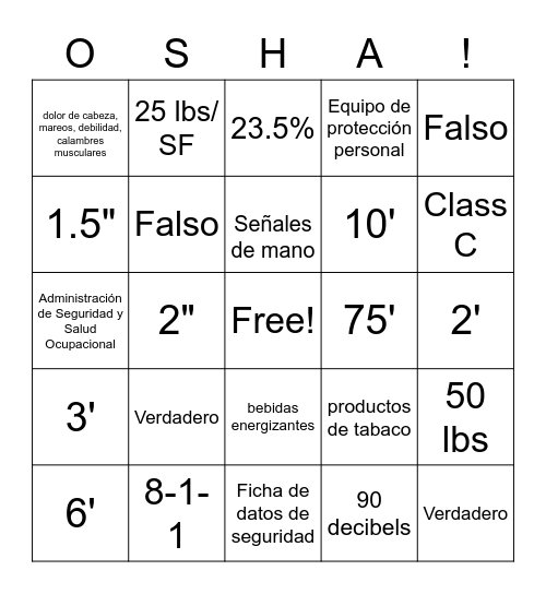 Construction Safety Week Bingo Card