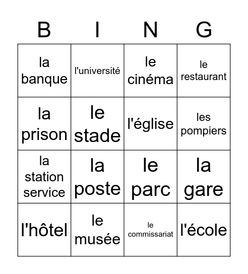 La ville Bingo Card