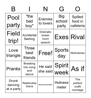 Life is a teen movie Bingo Card