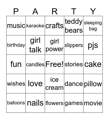 PARTY Bingo Card