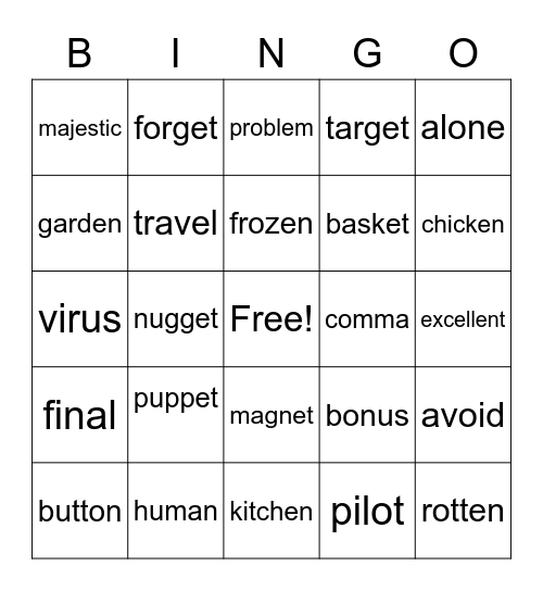 schwa other Bingo Card