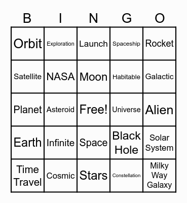 OUT OF THIS WORLD Bingo Card